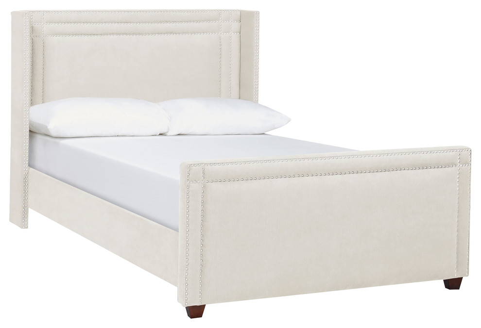 Elle Upholstered Bed, Antique White, King