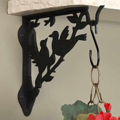 Love Birds Cast Iron Hanging Plant Shelf Bracket