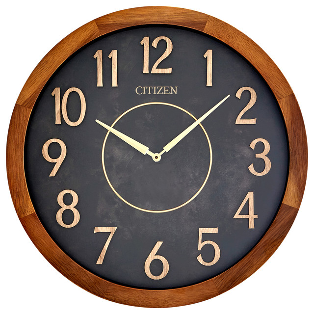CITIZEN Indoor/Outdoor 16" Wood Wall Clock Transitional Outdoor