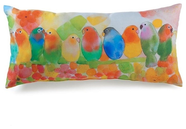 Tropical Birds Indoor/Outdoor Pillow - Tropical - Outdoor Cushions ... Tropical Birds Indoor/Outdoor Pillow - Tropical - Outdoor Cushions ...