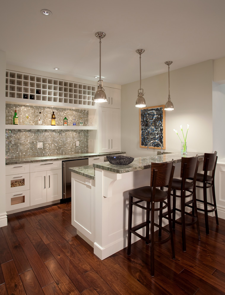 Design ideas for a transitional home bar in Salt Lake City.