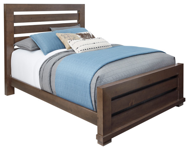 Willow Queen Slat Bed, Auburn Cherry Brown Transitional Panel Beds