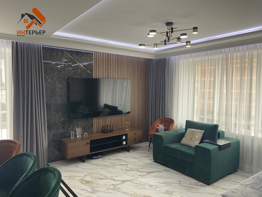 Гостиная - ремонт коттеджа под ключ