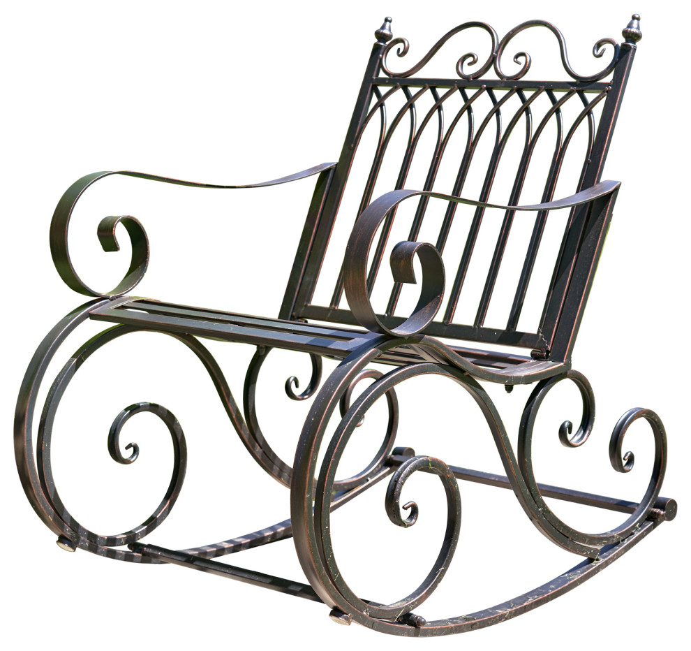 bronze metal rocking chair