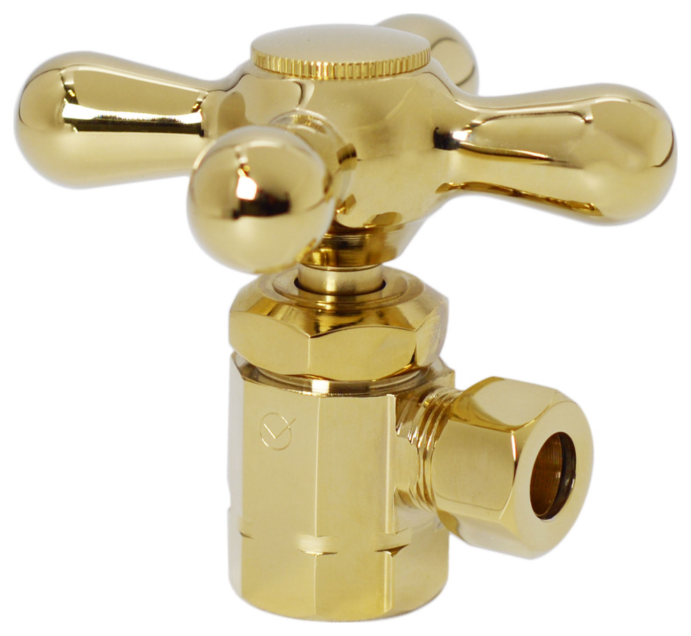Cross Handle Angle Stop Shut Off Valve 1/2" IPS With 3/8" Compression