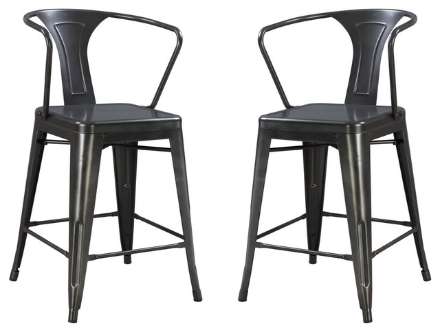 Emerald Home Dakota Gray 24 Bar Stool With Solid Metal Seat Set Of Emerald Home Dakota Gray 24 Bar Stool With Solid Metal Seat Set Of Two