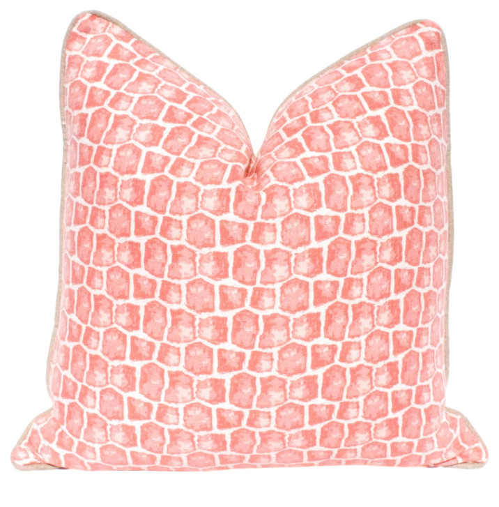 Animal Giraffe Print Linen Pillow Cover Coral Contemporary