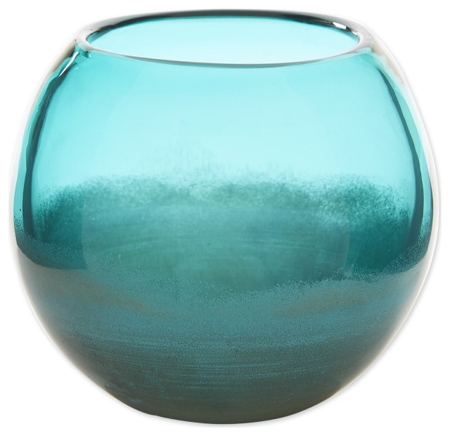 Small Aqua Fish Bowl Vase Contemporary Vases by VirVentures Houzz