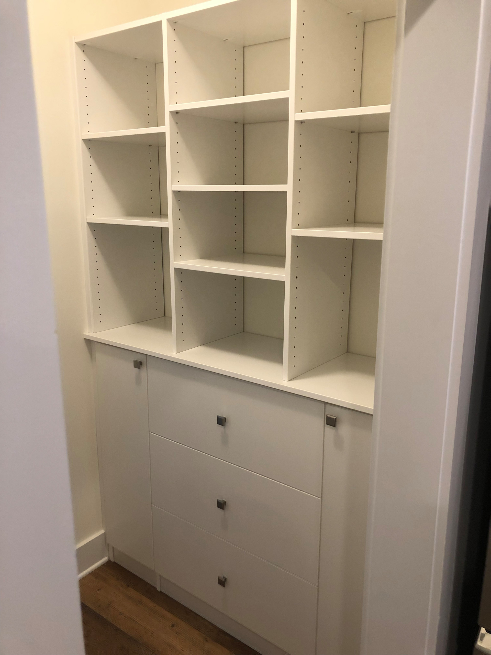 Dresser-like Built-in with Open Shelving Above