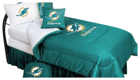 Miami Dolphins Bedding - NFL Comforter and Sheet Set Combo - Full