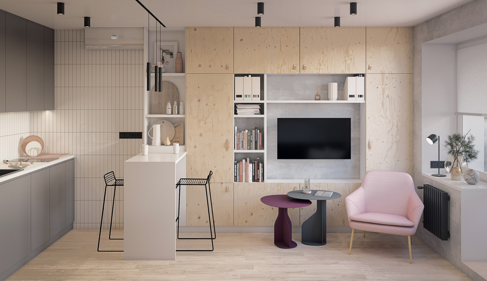 Студия 29м2 для молодой девушки