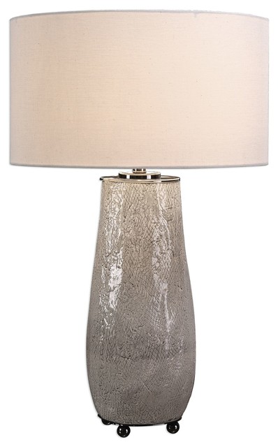 Textured Gray Ceramic Organic Shape, Brown Table Lamps Contemporary