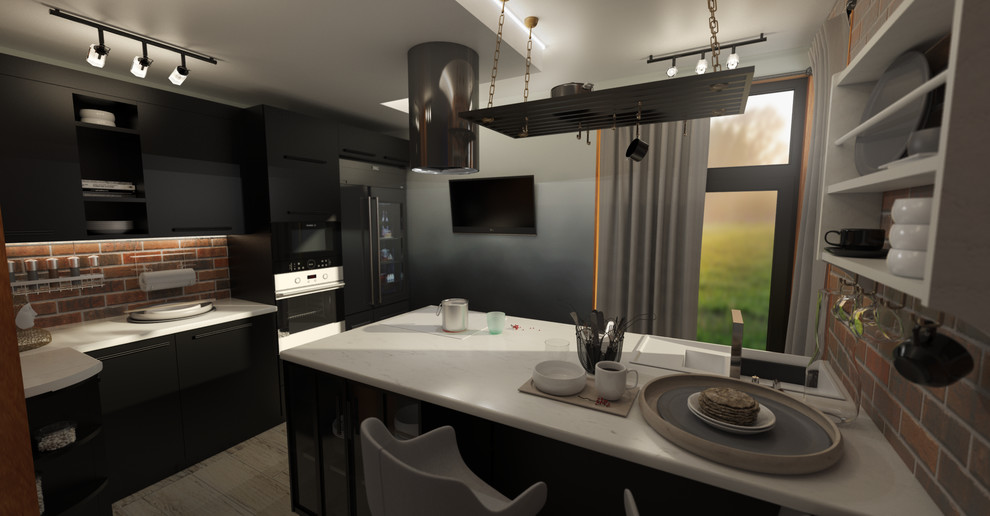 Кухня для семьи в загородном доме.