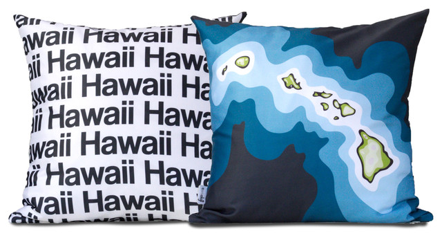 Hawaii map pillow, blue