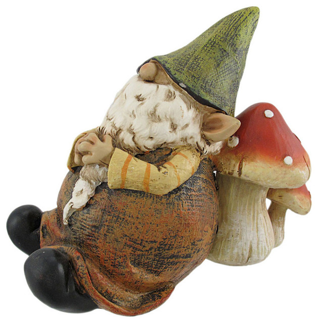 Adorable Napping Garden Gnome Hand Painted Statue