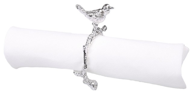 Classic Touch  Silver Bird Design Napkin Rings, Set of 4