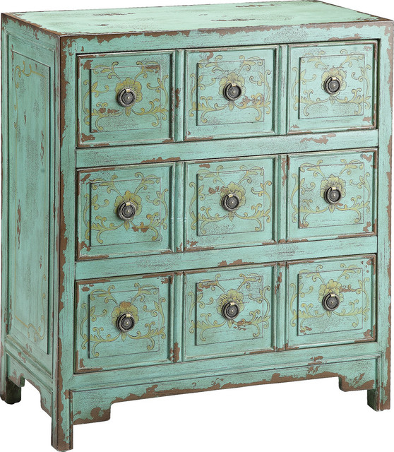 Anna Apothecary Vintage Green Chest Rustic Accent Chests And