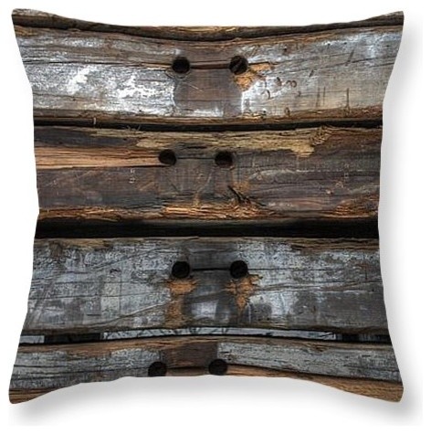 Industrial wooden throw pillow