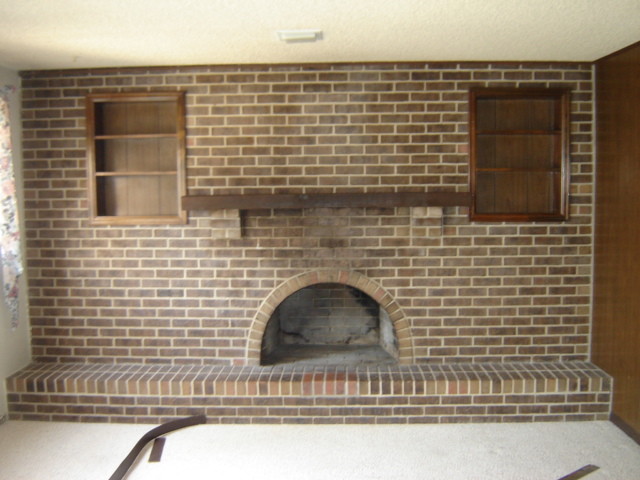 What to do with a full wall of brick on a 1970s fireplace in the family ...