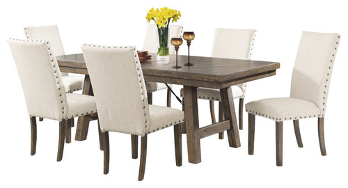 Dex 7-Piece Dining Set, Table and 6 Upholstered Side Chairs