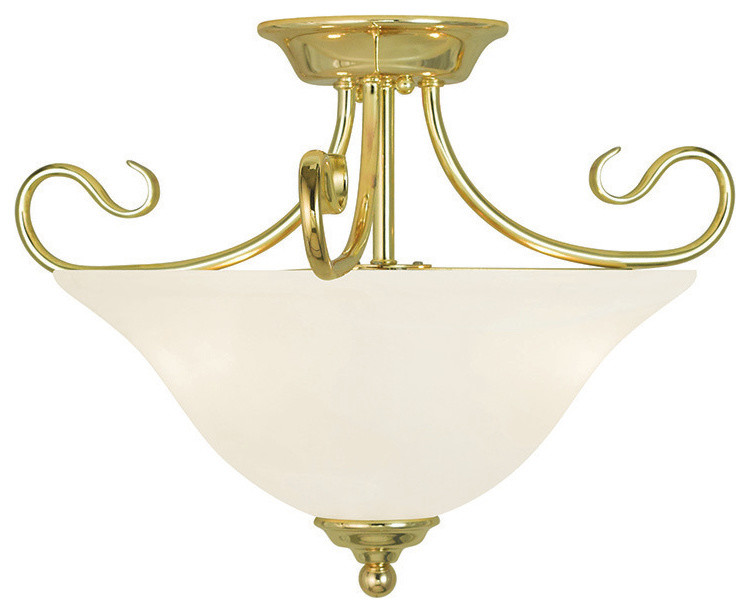 2 Light Polished Brass Ceiling Mount Traditional Flushmount Ceiling Lighting by