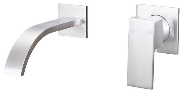 Novatto Artz Single Handle Wall Mount Bathroom Faucet, Brushed Nickel