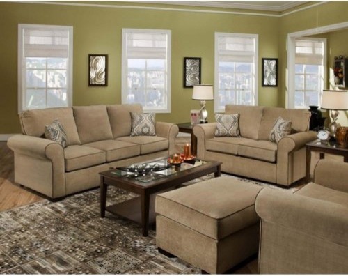 Chelsea Home Lewis Sofa Set with Ottoman - Plateau Camel