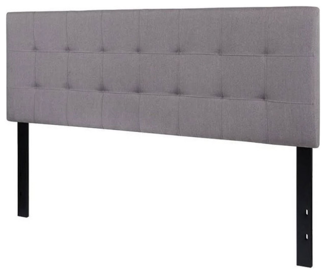 Queen size Modern Light Grey Fabric Upholstered Panel Headboard