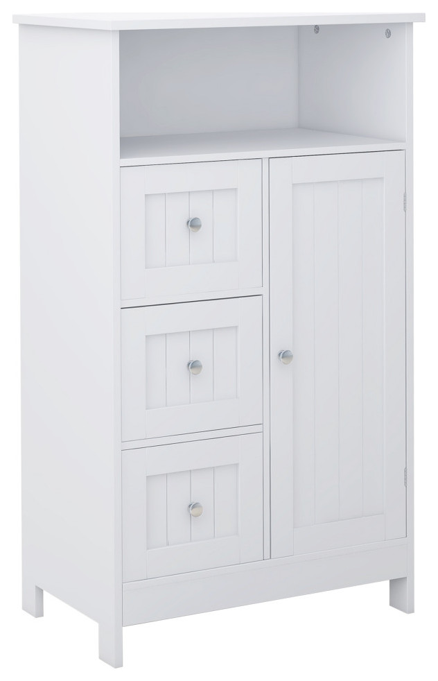 Bathroom Standing Storage With 3 Drawers And 1 Door White
