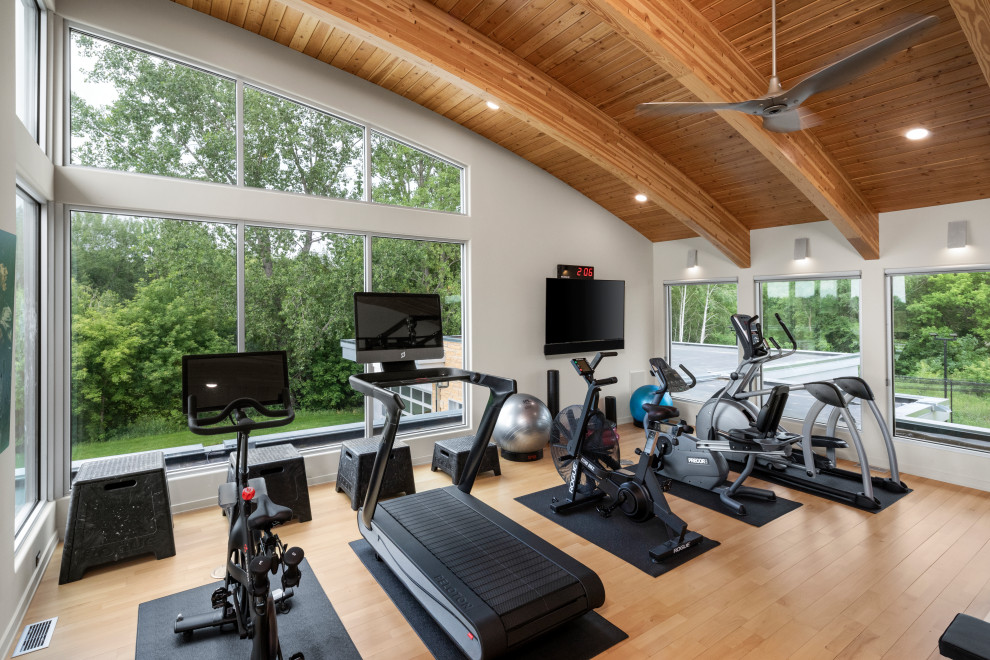 Inspiration for a contemporary home gym remodel in Minneapolis