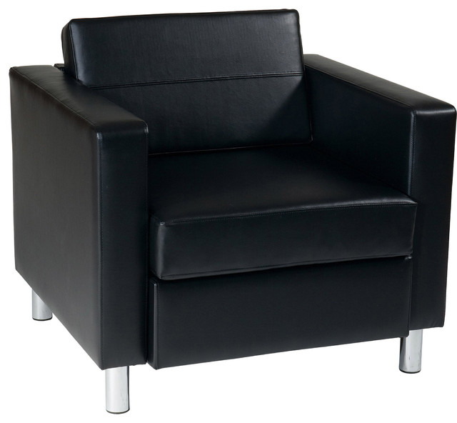 Pacific Easy Care Arm Chair With Box Spring Seat Contemporary Cheltenham Black Faux Leather Armchair