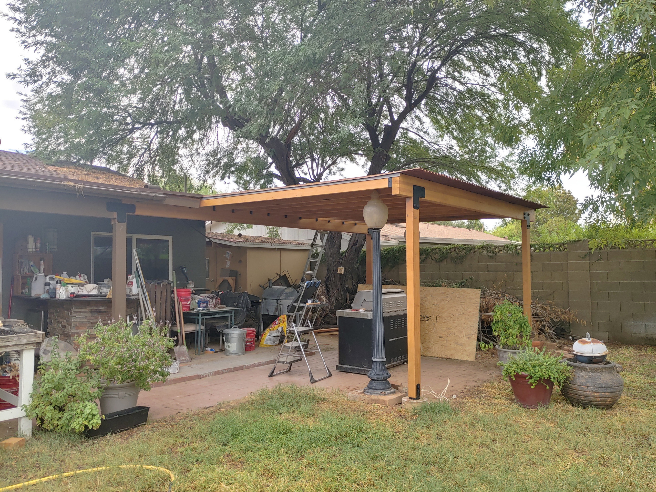 Outdoor Kitchen Cantilevered Porch Extention