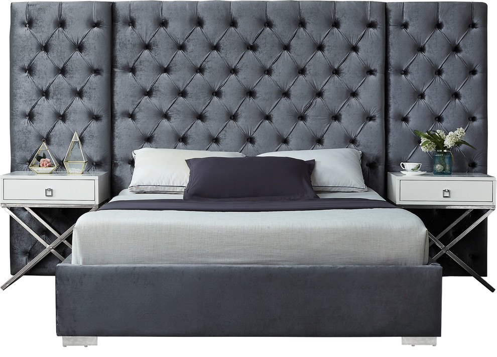 Grande Velvet Bed - Transitional - Platform Beds - by Meridian