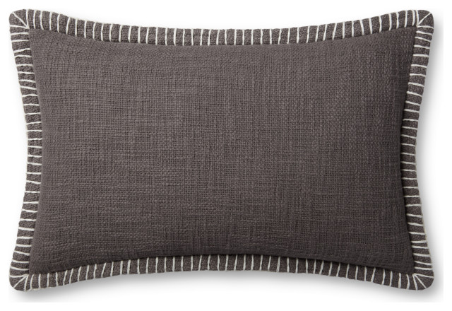 Loloi PLL0109 Grey 13'' x 21'' Cover, Down Pillow