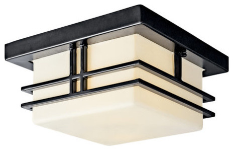 Kichler Tremillo Flush Mount Outdoor Lighting Fixture Black Kichler Tremillo Flush Mount Outdoor Lighting Fixture Black Painted