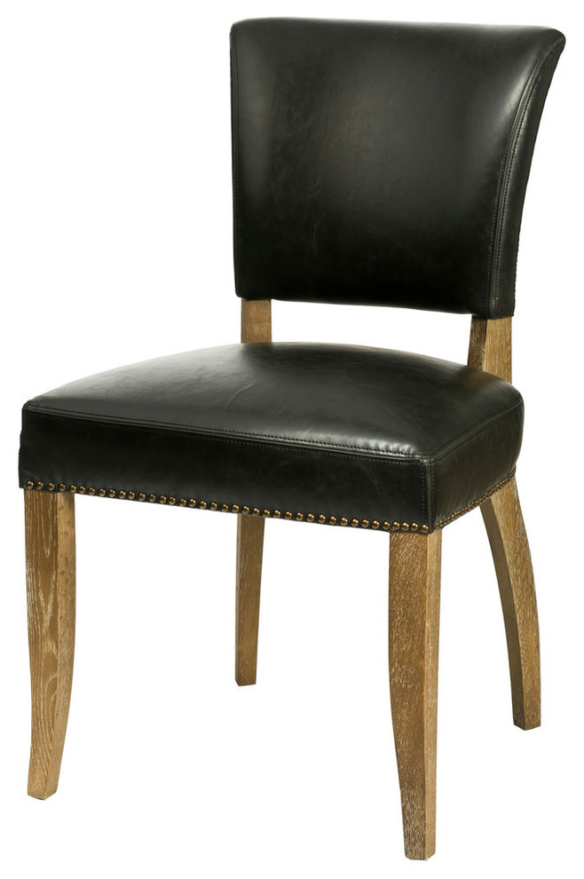 Black Bicast Leather Dining Chair Transitional Dining Chairs by