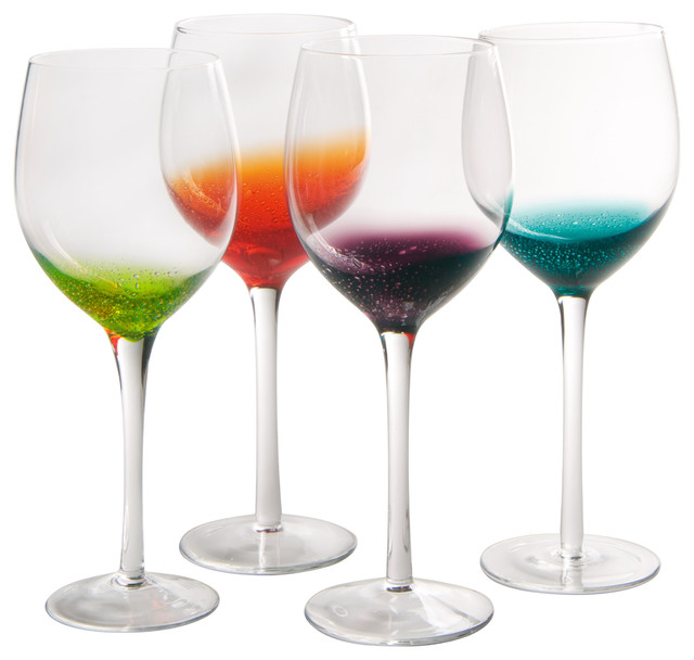 Artland Fizzy Assorted Color Goblet Bar Glass, Set of 4 Contemporary