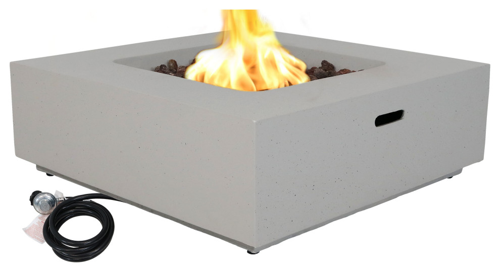 Sunnydaze Contempo Square Outdoor Propane Gas Fire Pit With Cover, 34