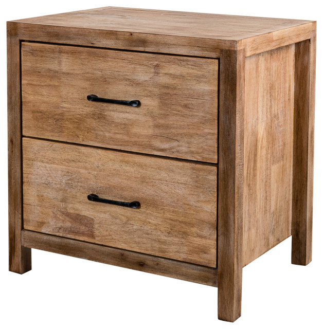 Modern Walnut Nightstand with Two Drawers