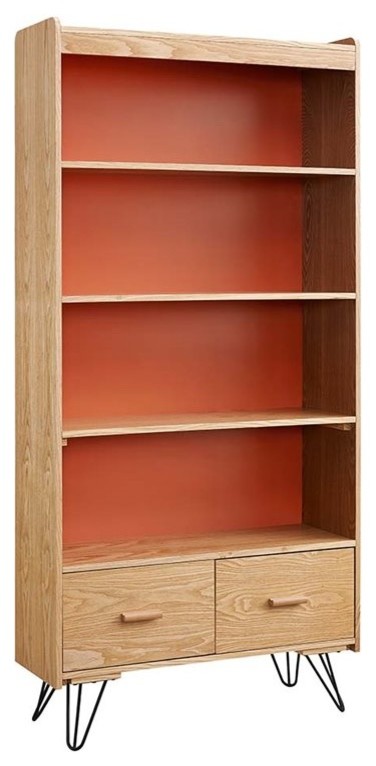 Perry Bookcase With Drawer Natural, Orange