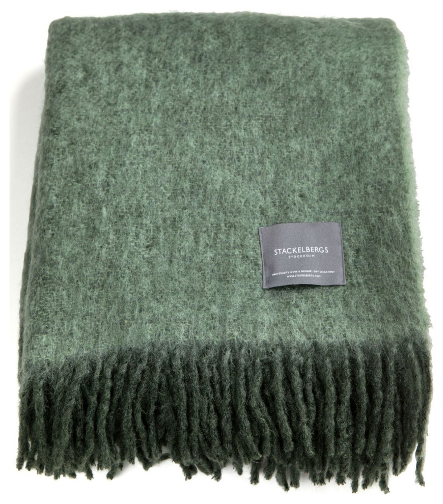 Moss and Green Milange Mohair Throw