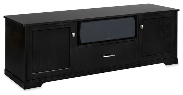 Standout Horizon EX Solid Wood Media Console, Black on Ash, Wood Doors