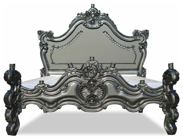 Royal Fortune Montespan Bed Metallic Gray Queen Eclectic Panel Royal Fortune Montespan Bed Metallic Gray Queen Eclectic Panel Beds By Fabulous Baroque Llc