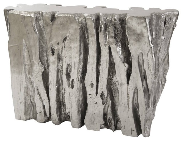 51 Long Freeform Console Table Silver Leaf Resin Case Tree Trunk