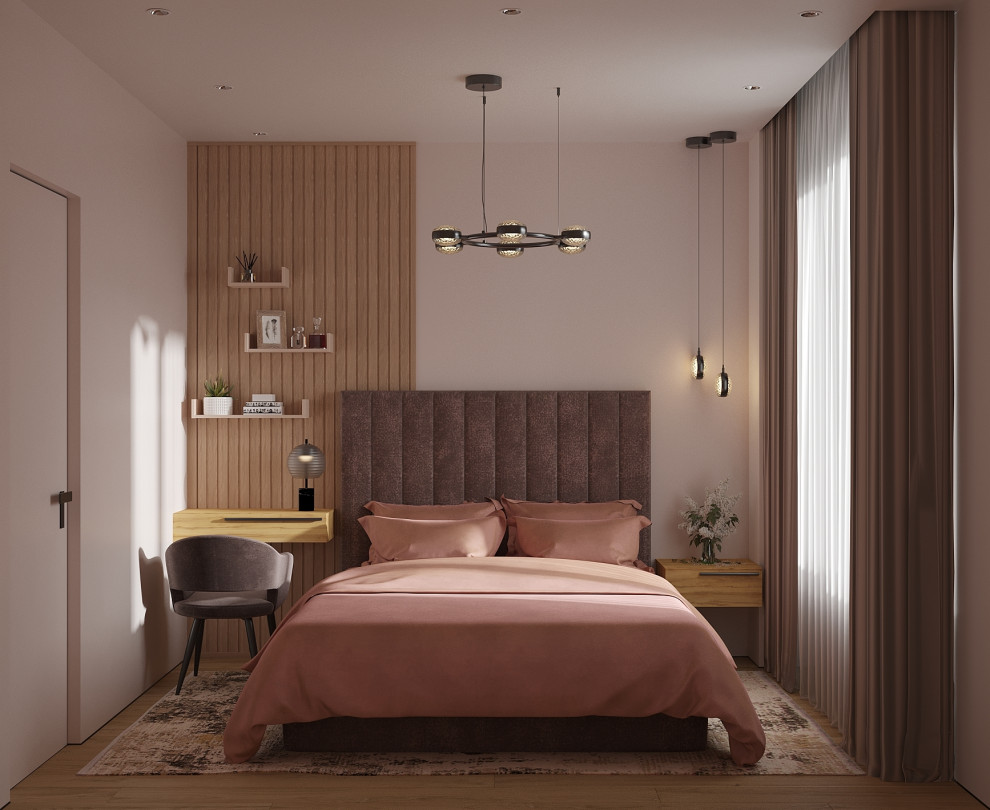 Спальня с дневным и вечерним сценариями освещения