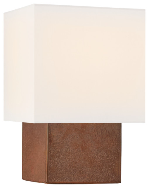 Pari Small Square Table Lamp in Autumn Copper with Linen Shade