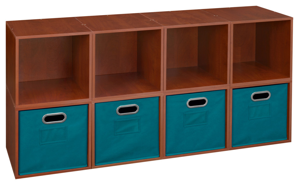 Niche Cubo Storage Set - 8 Cubes and 4 Canvas Bins- Cherry/Teal