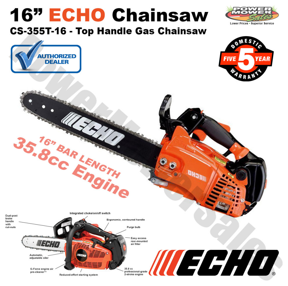 Echo CS355T16 Top Handle Gas Chainsaw 35.8 CC Engine with 16inch Bar