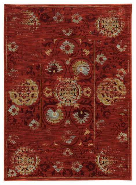 Oriental Weavers Sedona Red/Gold Oriental 6386E Area Rug, 1'10