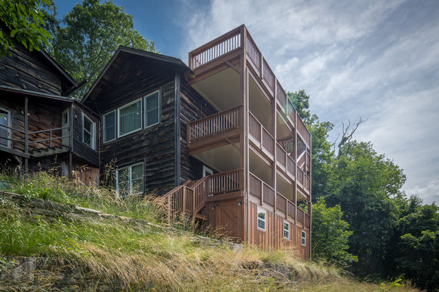 Multi Level Deck Addition with Observation Deck rustikt-terrasse